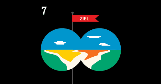 Grafik mit einer Ziel-Flagge.