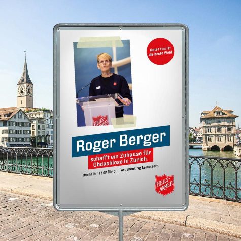 Wahlplakat von Roger Berger, Heilsarmee.