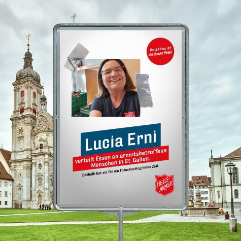 Wahlplakat von Lucia Erni, Heilsarmee.