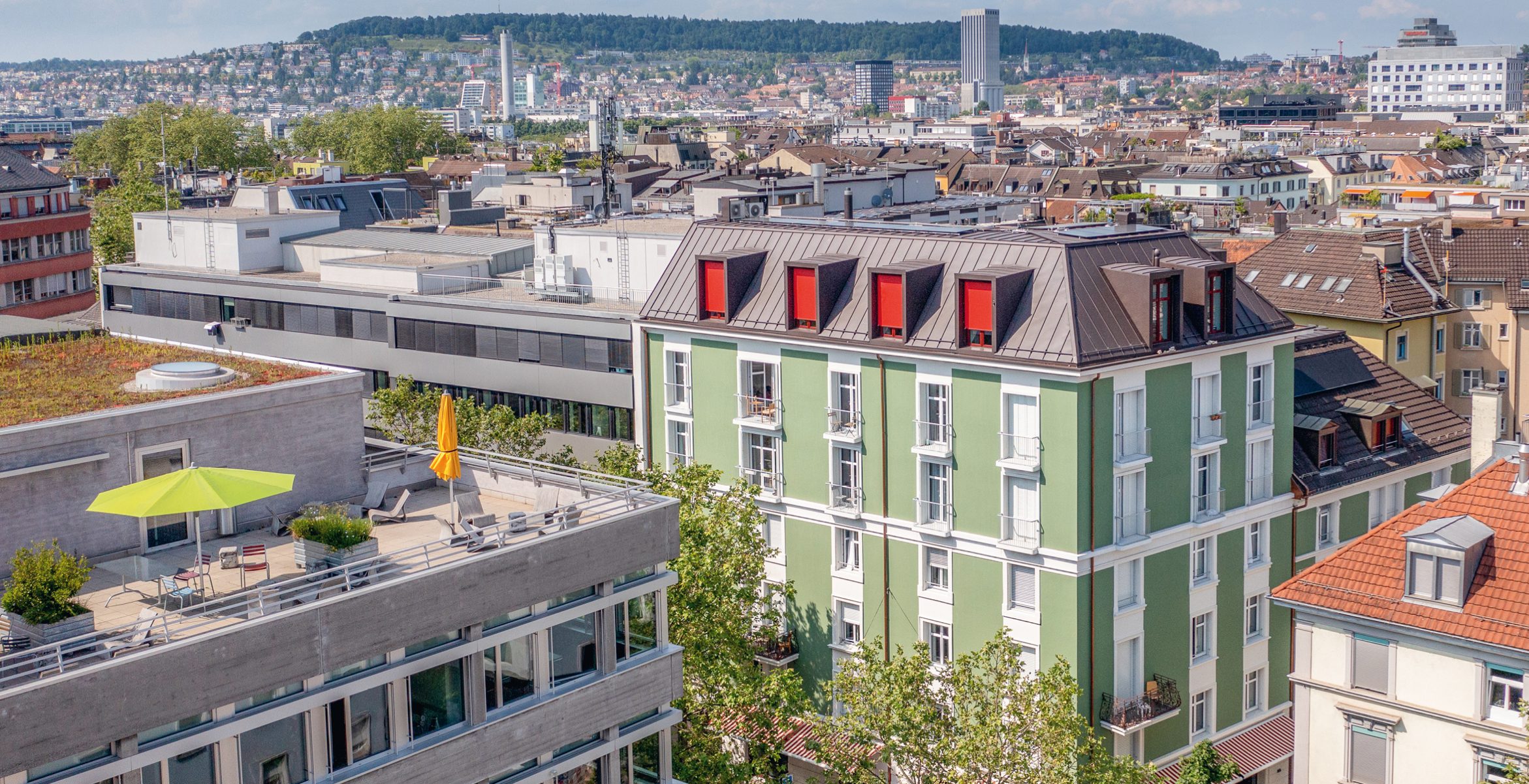 Wohnen Zürich Molkenstrasse Gebäude von oben